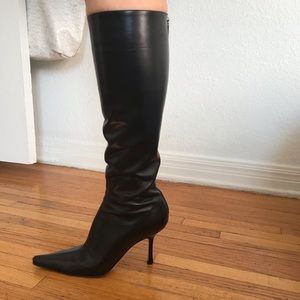 Jimmy choo black leather heel boots